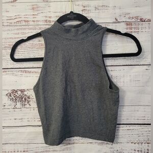 Abcrombie XS Gray Cropped Sleveless Turtleneck